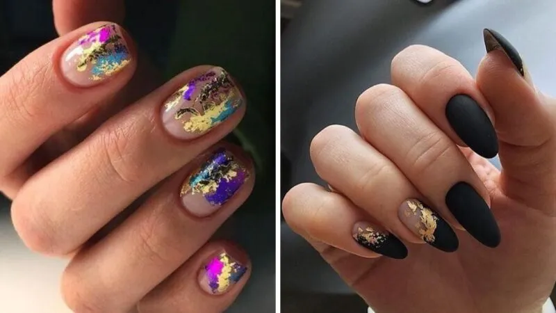 inspiracje paznokcie folia transferowa