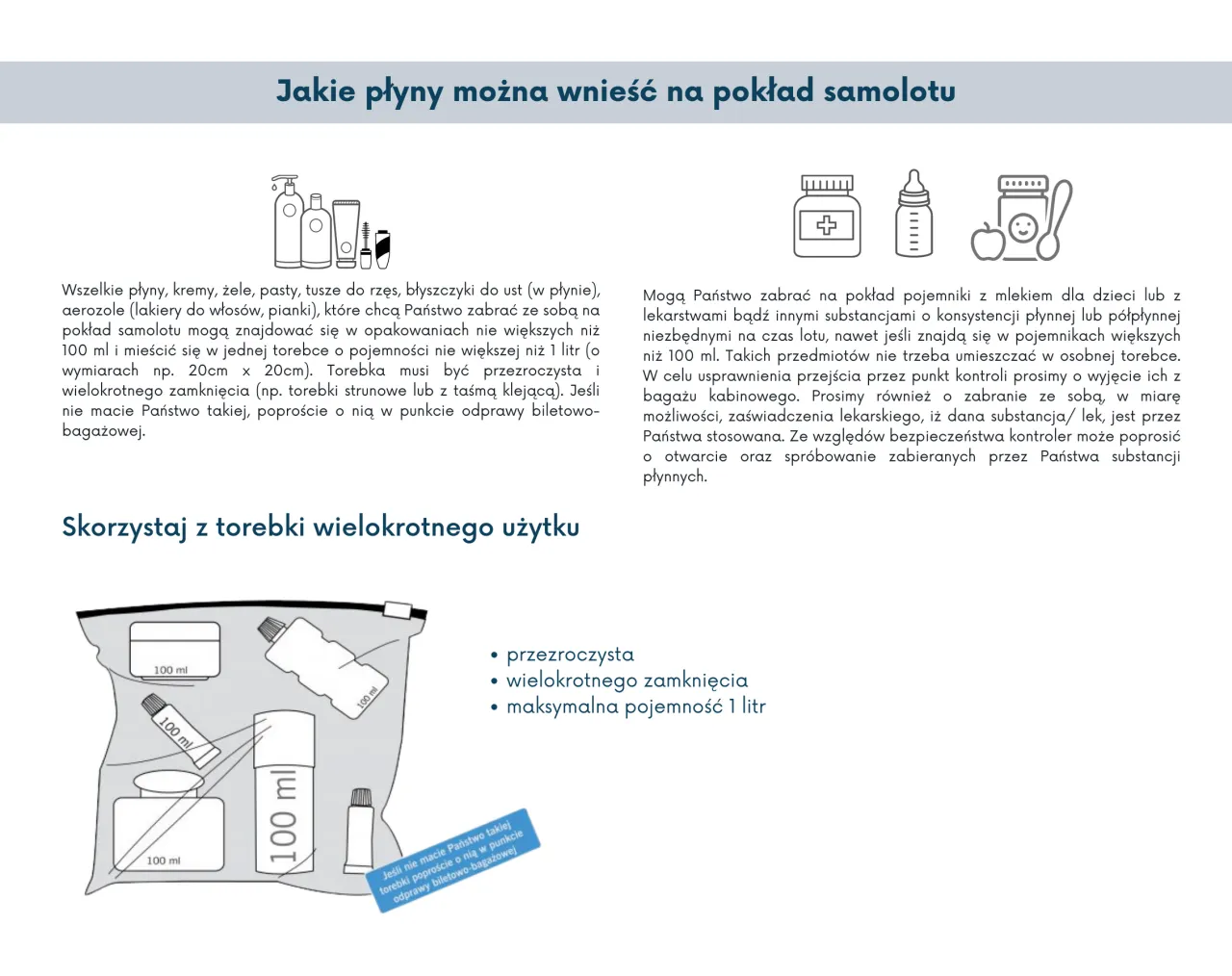 Zasady przewozu płynów w bagażu podręcznym