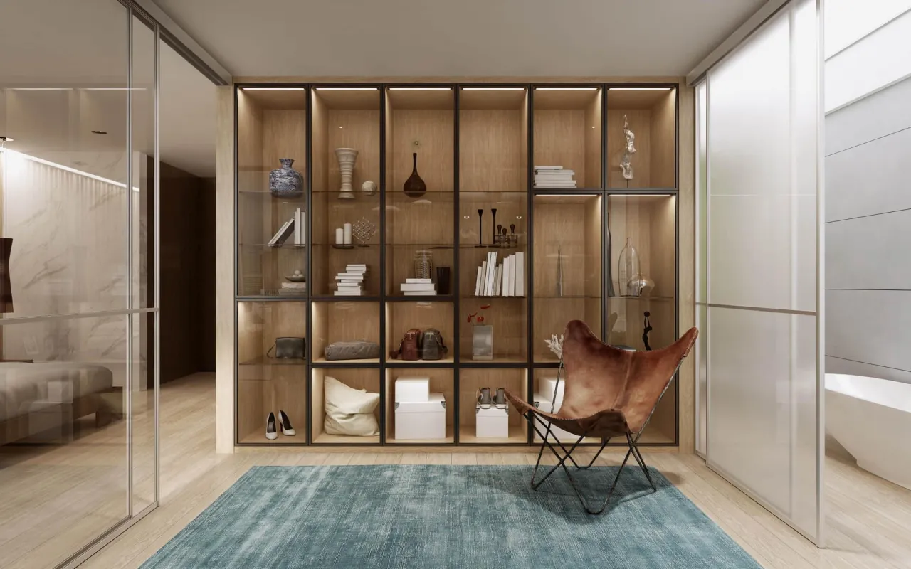 Szafa z drzwiami uchylnymi otwarta przestrzeń