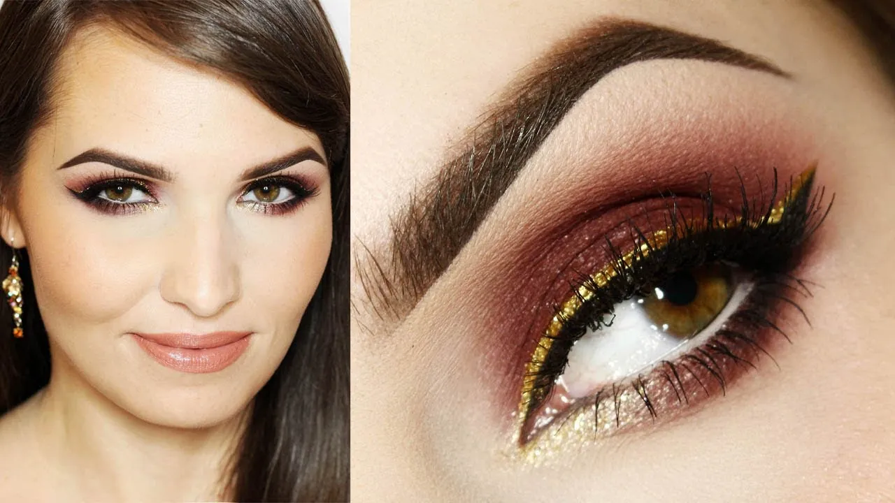 makijaż wieczorowy do bordowej sukienki smokey eye