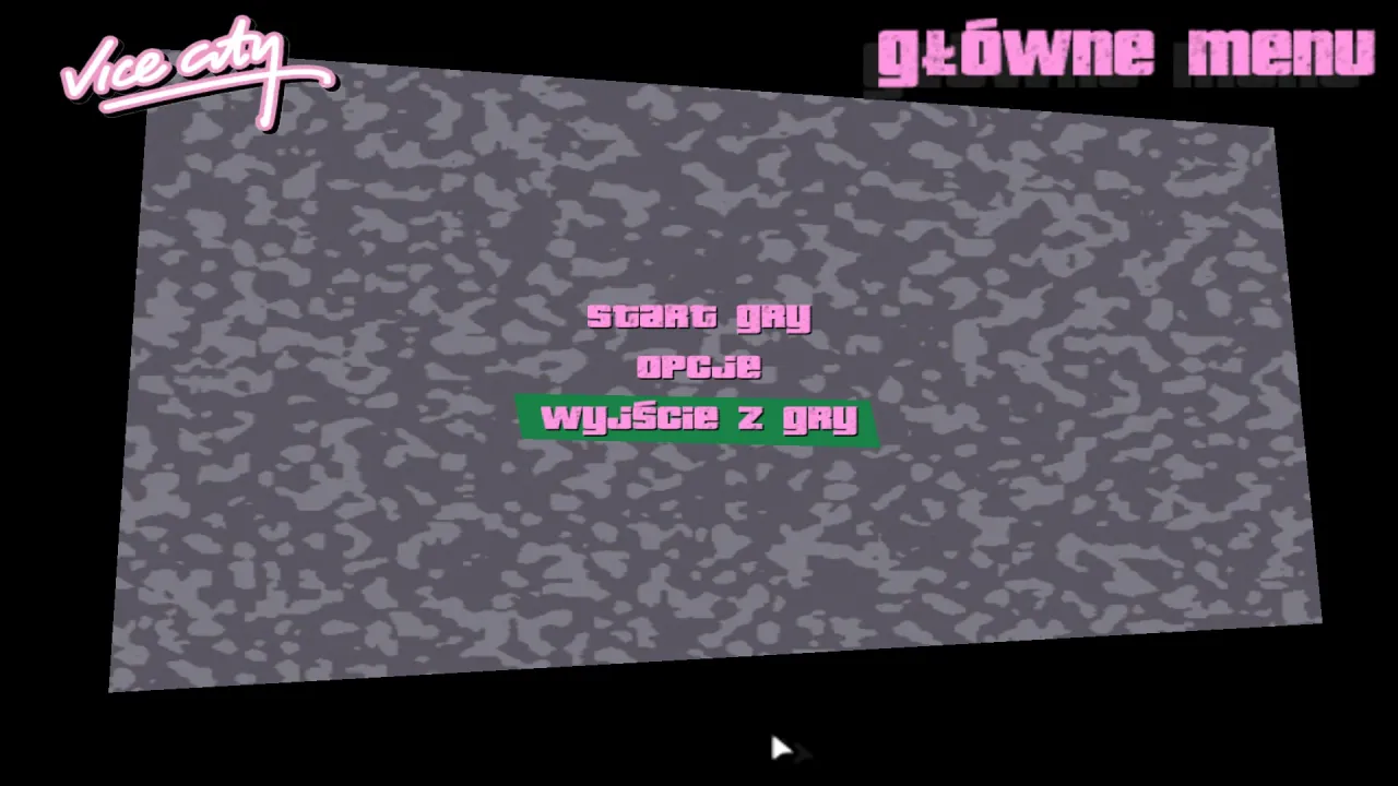 Główne menu GTA Vice City z opcjami