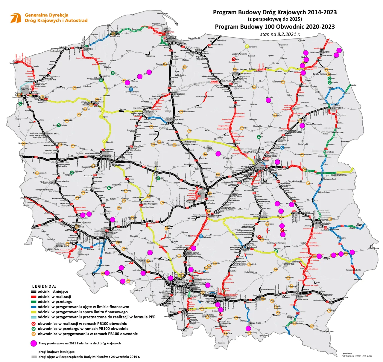 Mapa planowanych autostrad w Polsce