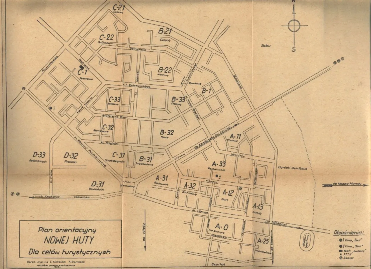 Mapa Osiedla Teatralnego Nowa Huta z punktami orientacyjnymi