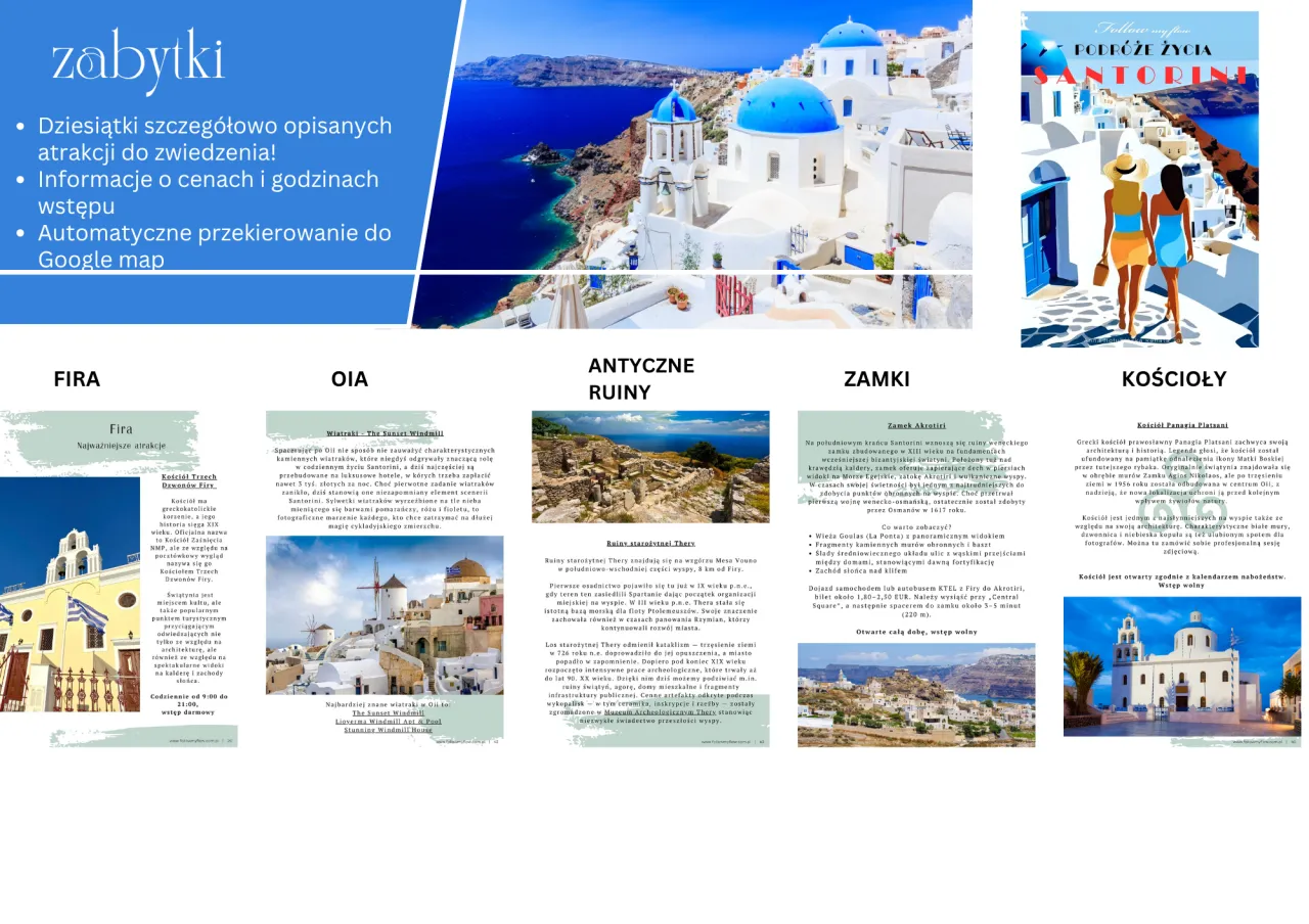 Santorini: 100 najpiękniejszych miejsc na świecie. Białe domy, niebieskie kopuły i widok na morze.