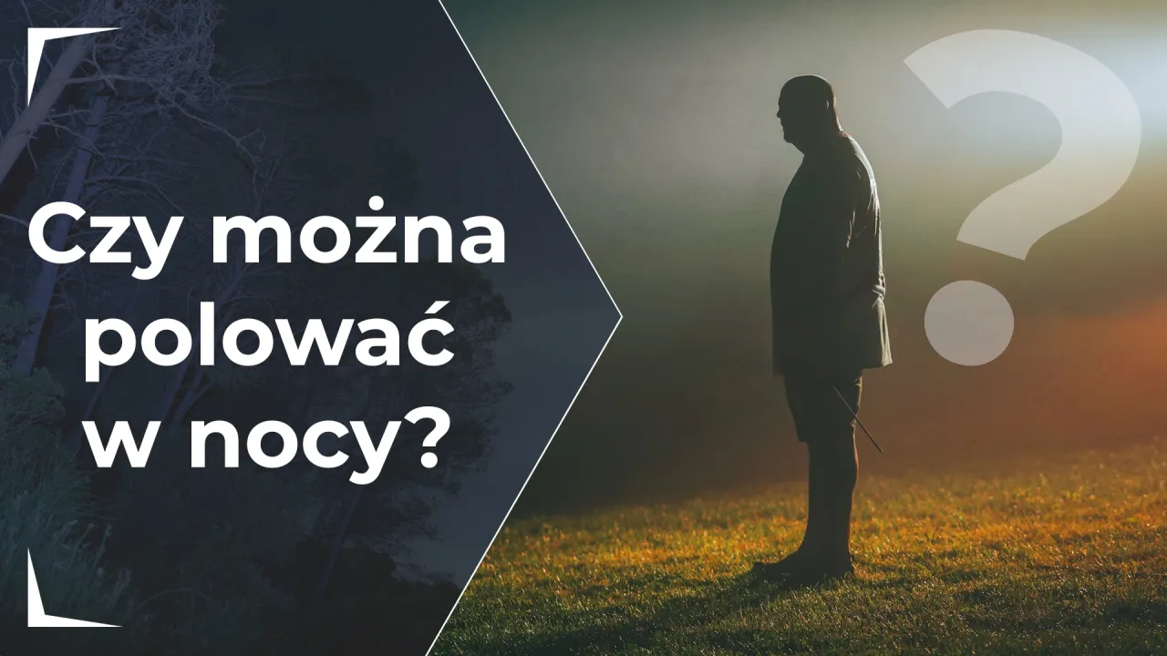 Sylwetka mężczyzny na tle nocnego krajobrazu i pytanie: czy myśliwi mogą polować w nocy?