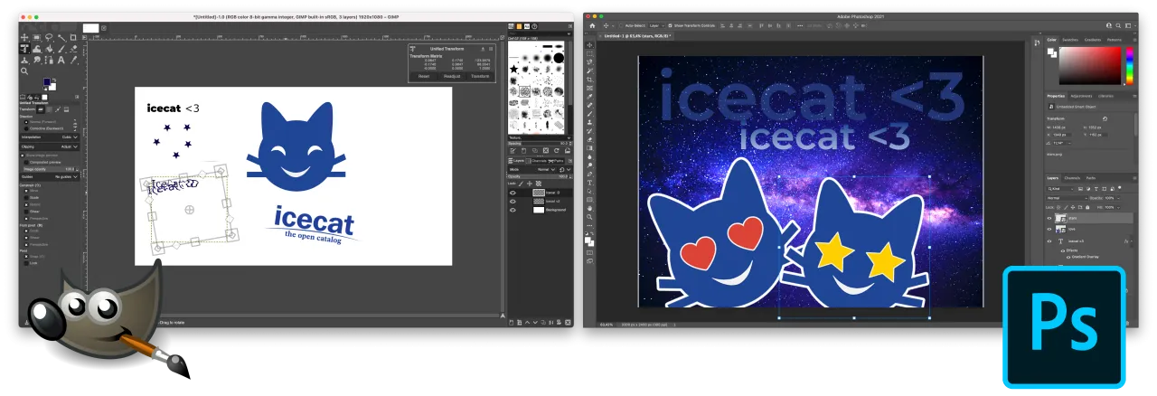 GIMP vs Photoshop interface comparison