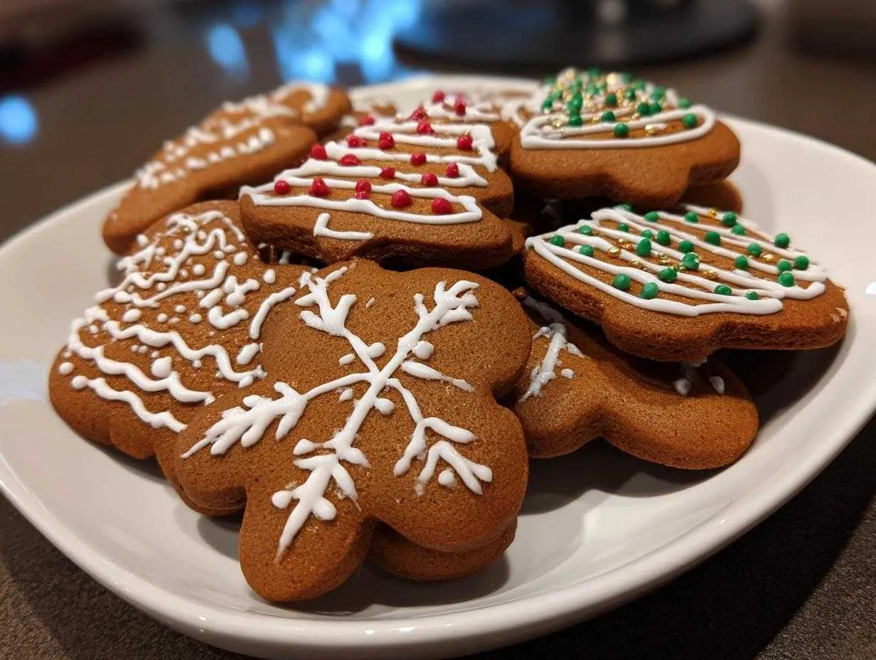 dekorowane pierniczki świąteczne na talerzu