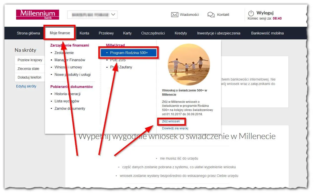 wniosek 800 plus online telefon