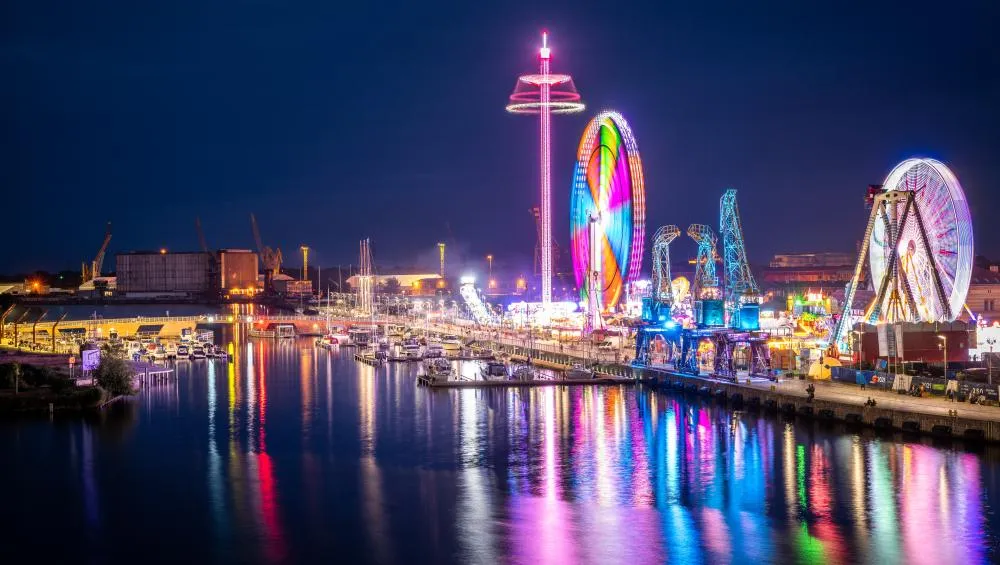 Dźwigozaury Szczecin nocą