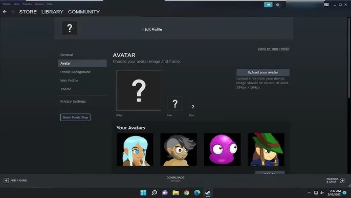 steam edycja profilu awatar