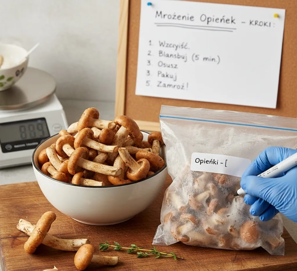 mrożone opieńki w woreczku