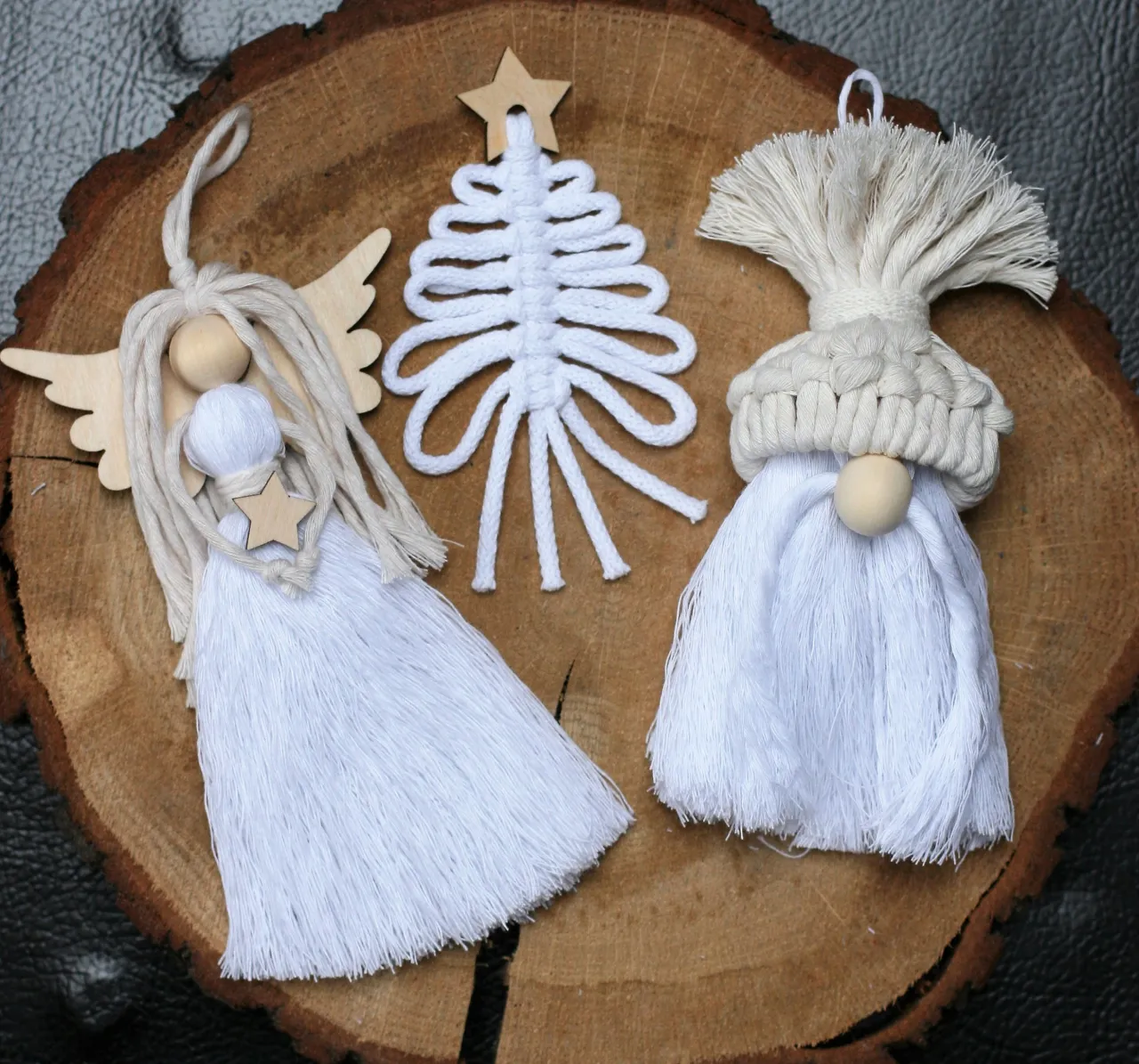 świąteczne ozdoby ze sznurka DIY aniołki i gwiazdki