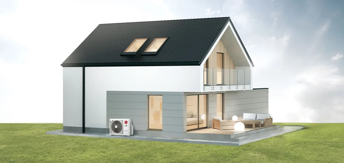 nowoczesny dom z pompą ciepła