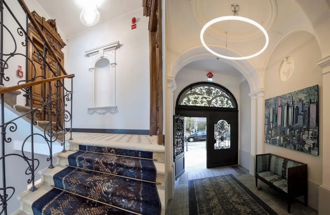 Wnętrze odrestaurowanej kamienicy z oficynami