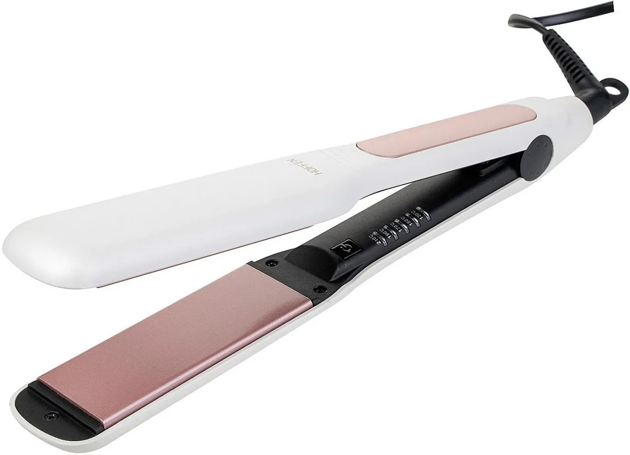 Prostownica do włosów z zaokrąglonymi krawędziami i regulacją temperatury