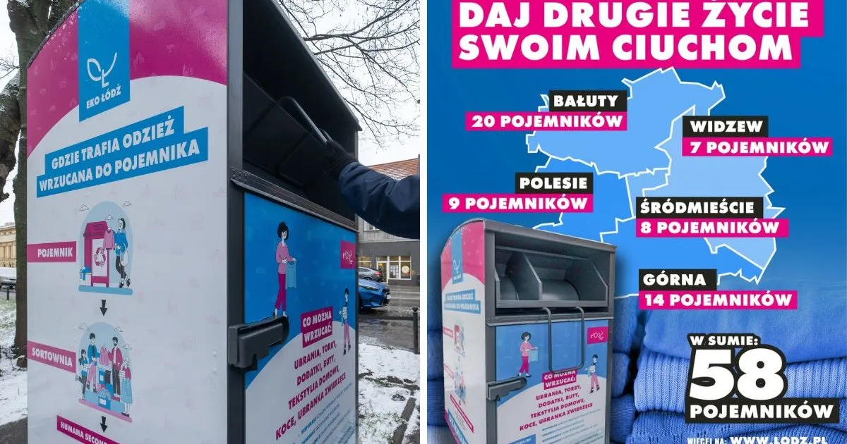 Kontenery na odzież używaną i punkt PSZOK kolaż