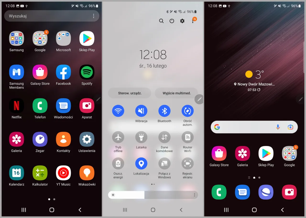Samsung S22 tryby aparatu interfejs