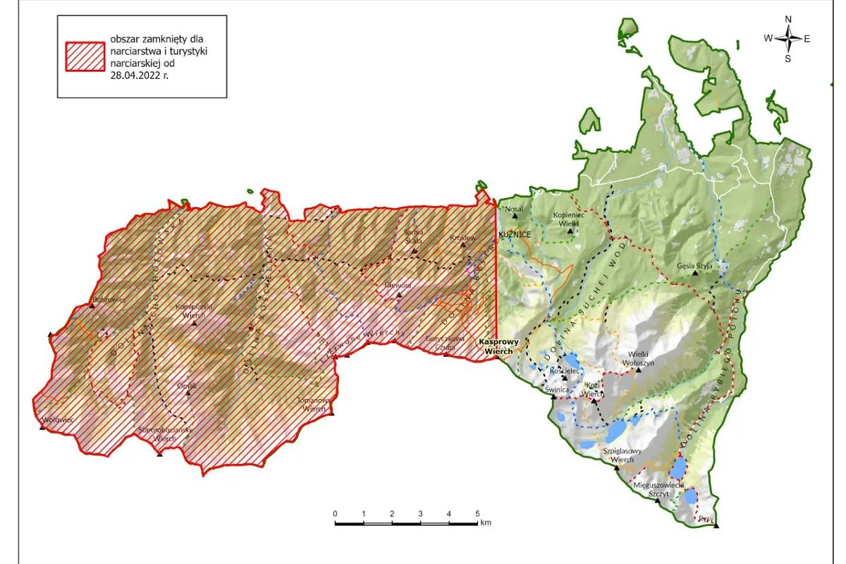 Mapa Tatr z zaznaczonymi Tatrami Zachodnimi i Wysokimi