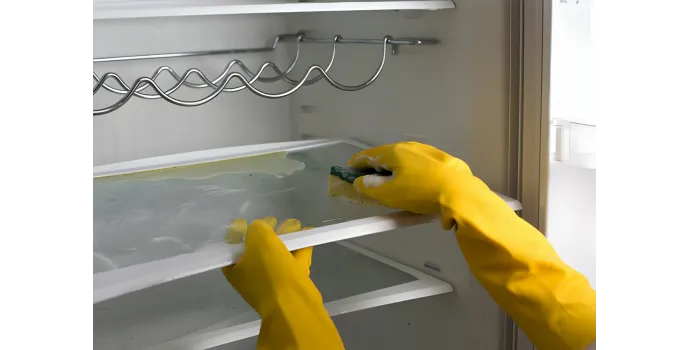 czyszczenie wnętrza lod&oacute;wki po rozmrożeniu