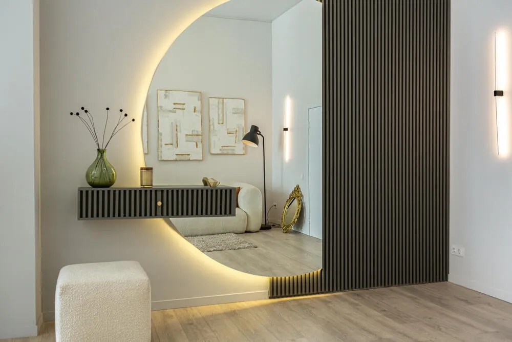 lustro w salonie wysokość wzroku