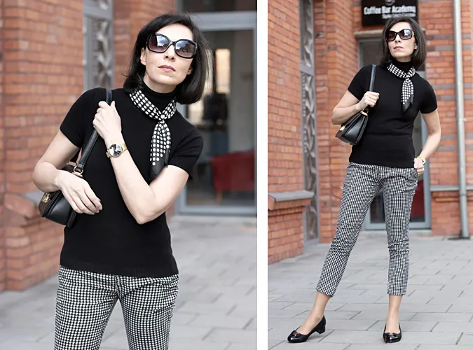 spodnie w pepitkę stylizacje klasyczne