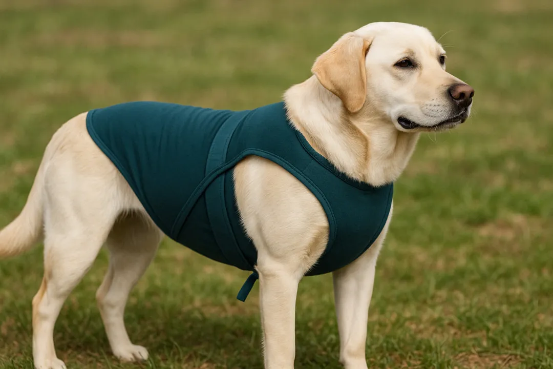 pies w kamizelce antystresowej dopasowanie zasada dwóch palców