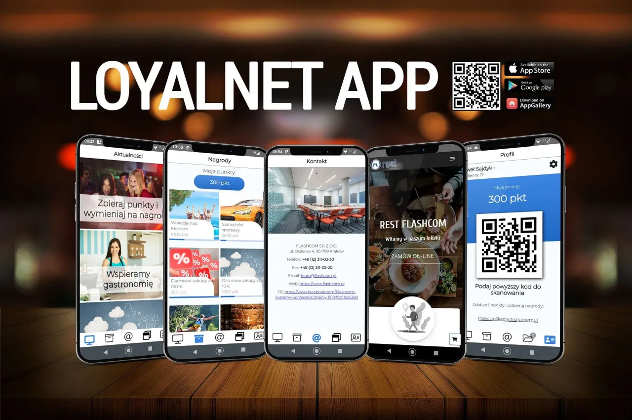 Aplikacje lojalnościowe na ekranach smartfonów: zbieraj punkty, wymieniaj na nagrody, zamawiaj online. Dostępne w App Store i Google Play.