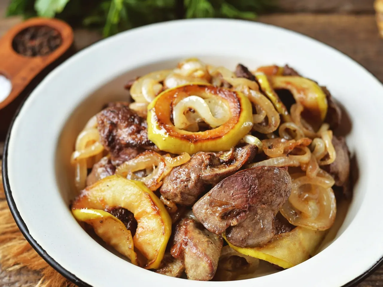 Talerz z wątr&oacute;bką i sur&oacute;wką z og&oacute;rk&oacute;w kiszonych