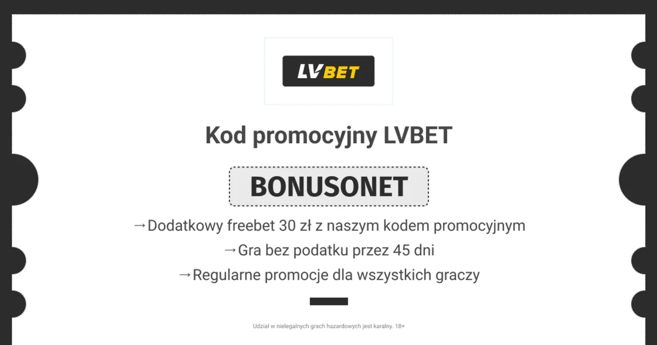 Kod promocyjny LVBET: BONUSONET. Zdobądź freebet 30 zł i graj bez podatku. Idealny kod loterii promocyjnej Multi Multi dla graczy.