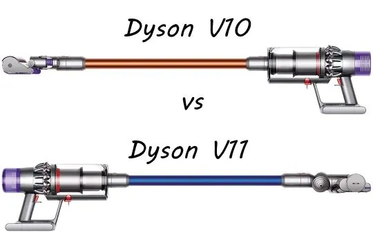 Dyson V10 V11 porównanie wizualne