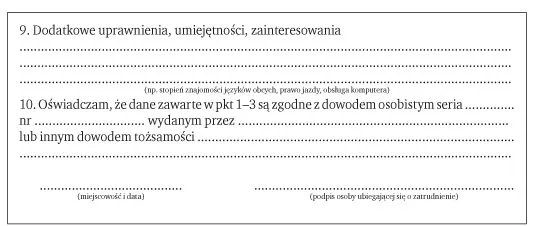 Przykładowe formularze dokument&oacute;w kadrowych z polem jednostka zatrudnienia