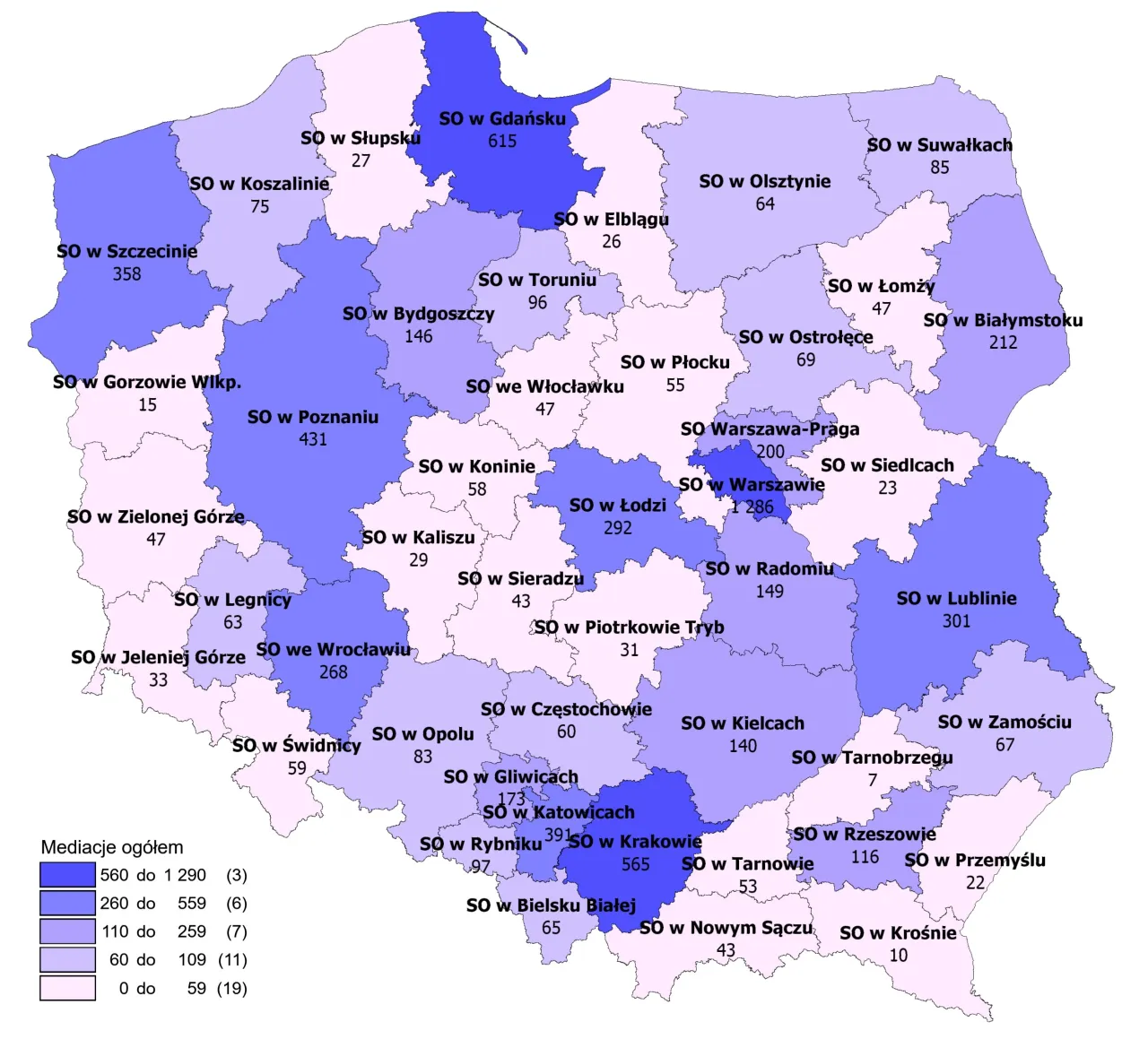 Mapa sąd&oacute;w okręgowych w Polsce lub wyszukiwarka sąd&oacute;w