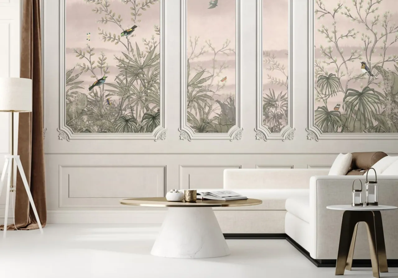 Białe meble tapeta styl skandynawski