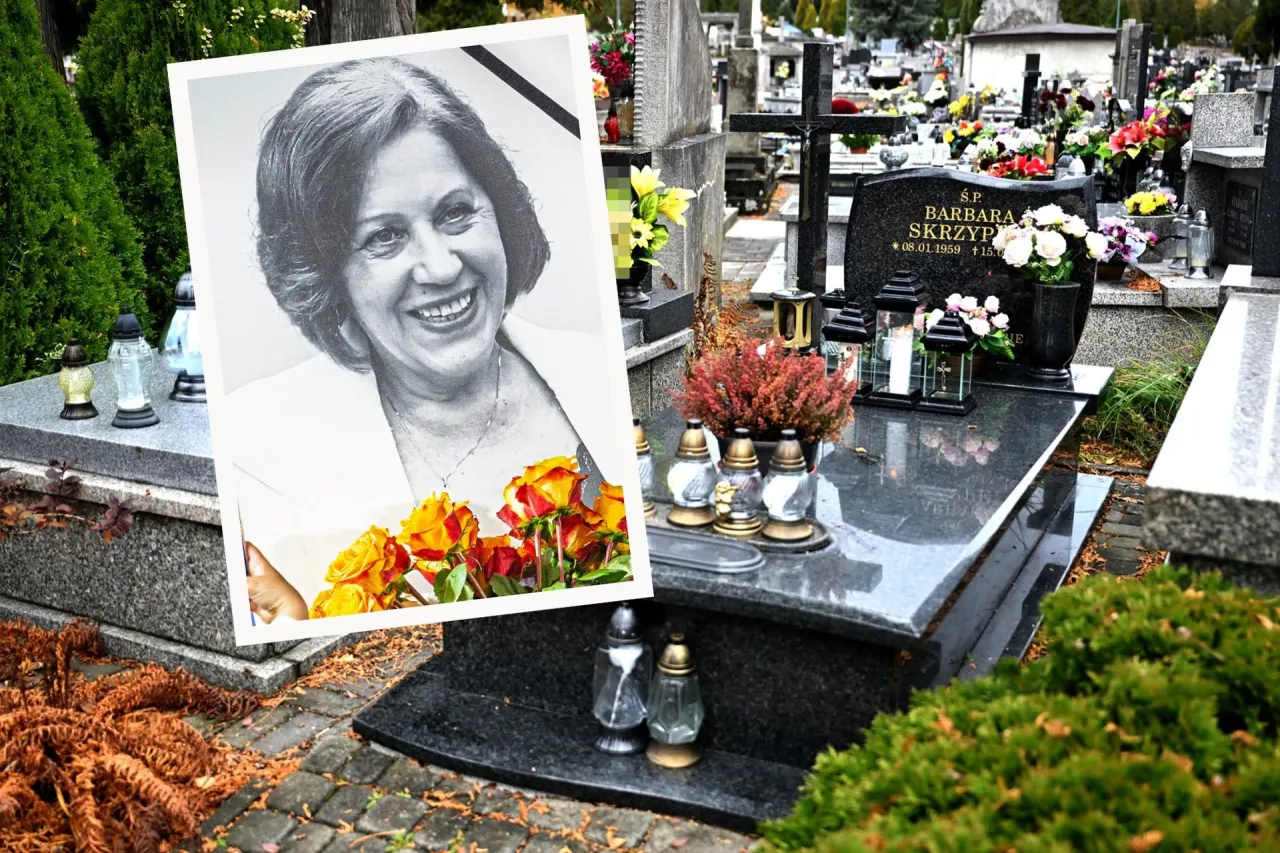 Pamięć o śp. Barbarze Skrzypek, jej uśmiech i kwiaty na grobie męża.