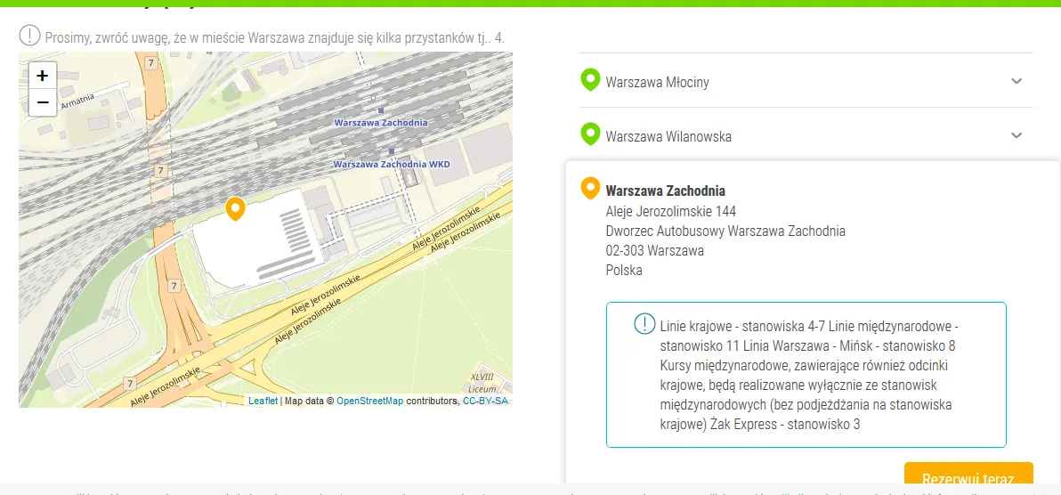 Zdjęcie Gdzie znajduje się przystanek FlixBus na dworcu Zachodnim w Warszawie?