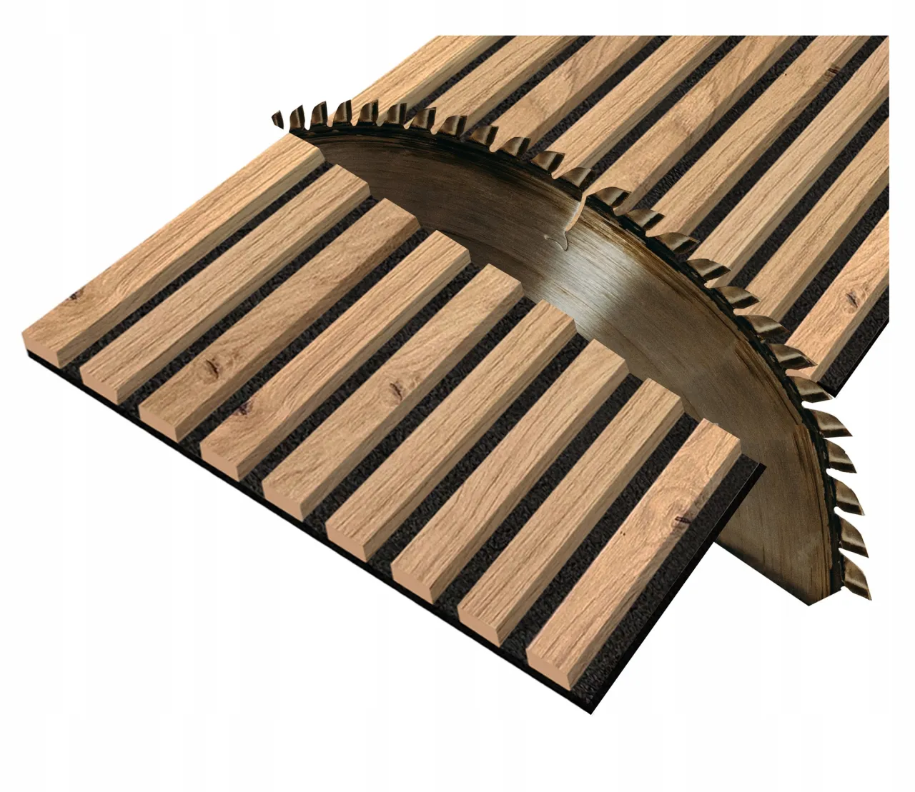 docinanie lameli na filcu piłą ukosową