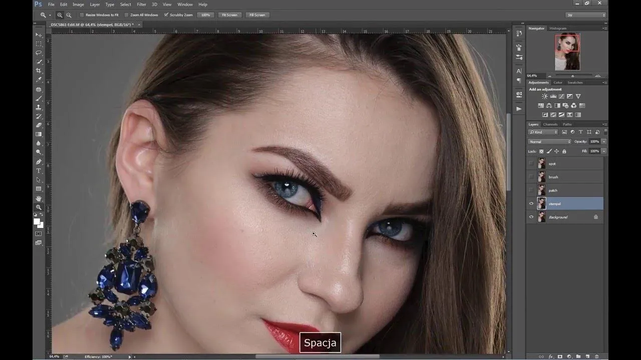 Photoshop stempel klonujący łatka rozszerzanie tła