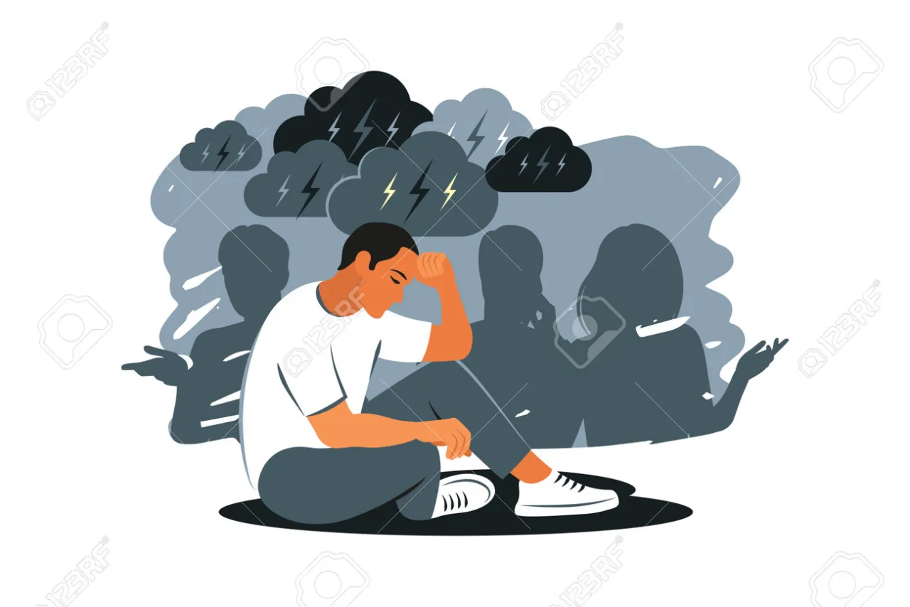 osoba zestresowana w tłumie