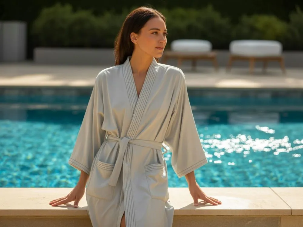 hotelowy szlafrok basen elegancko
