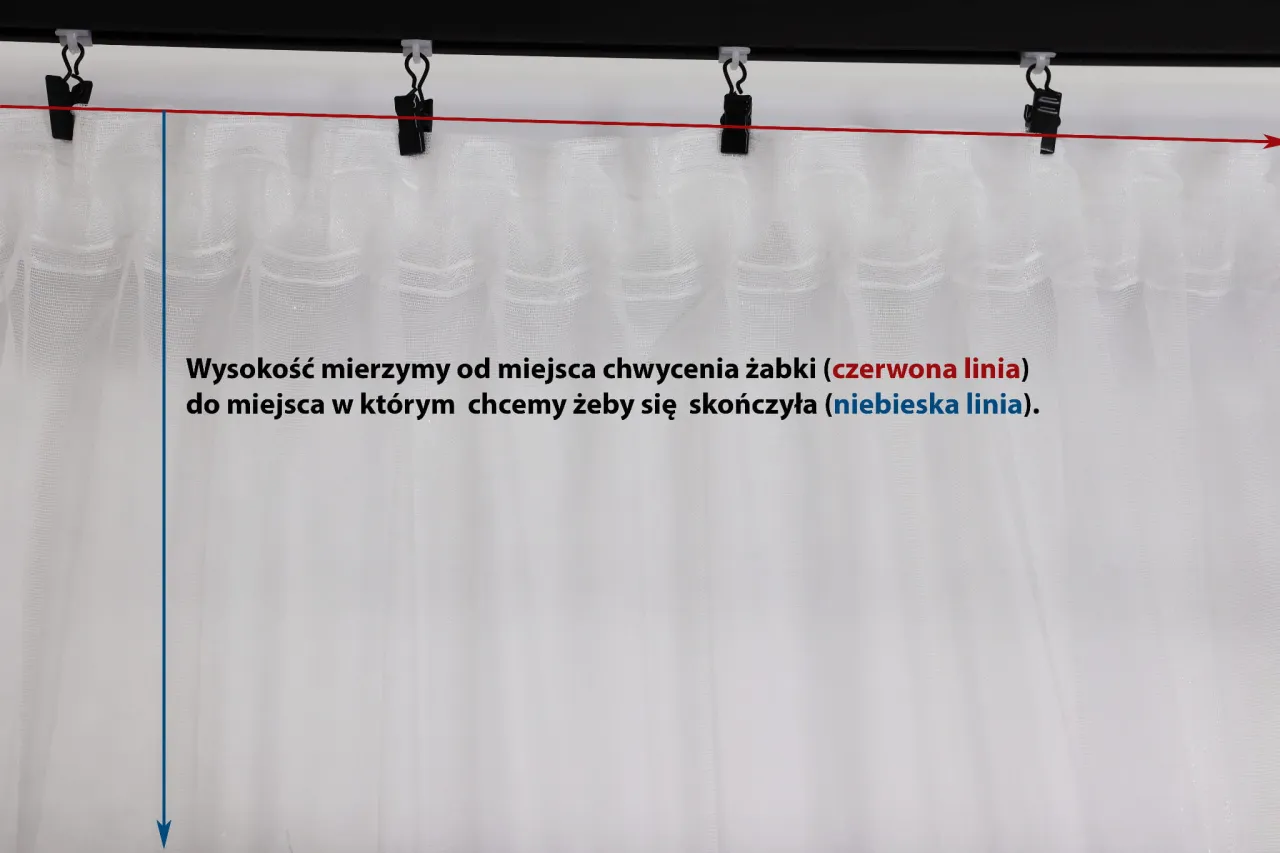 firany na taśmie marszczącej i na przelotkach