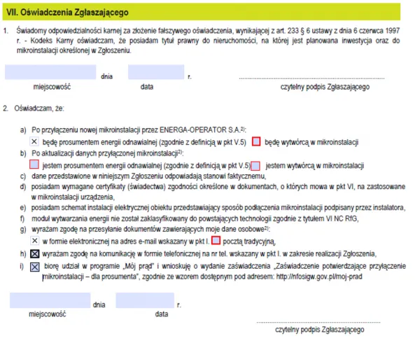 Wz&oacute;r formularza OGI Energa