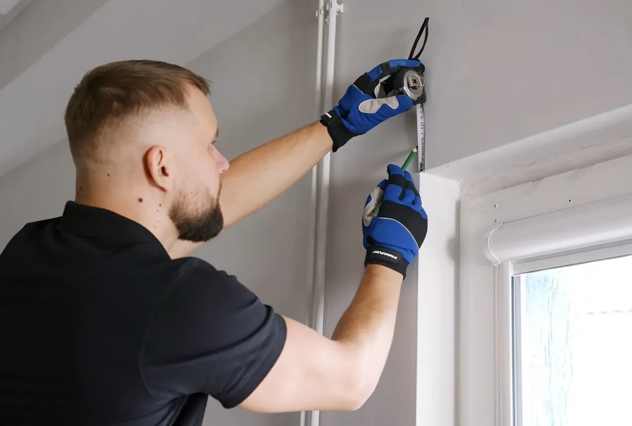 narzędzia do montażu karnisza wiertarka poziomica miarka