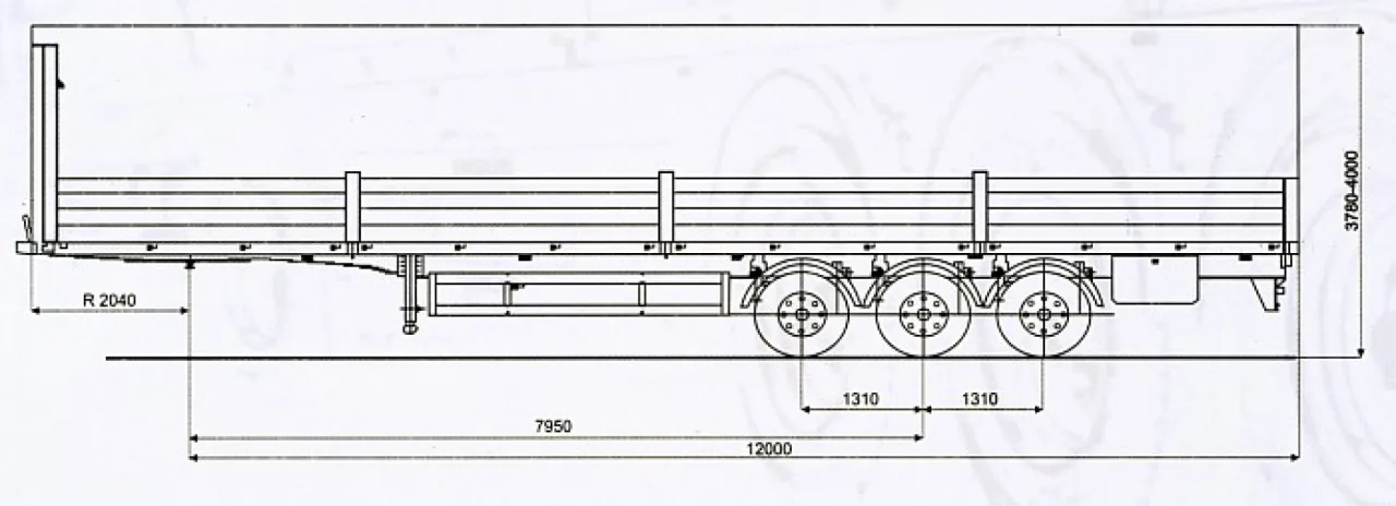 schemat wymiar&oacute;w ciężar&oacute;wki z naczepą