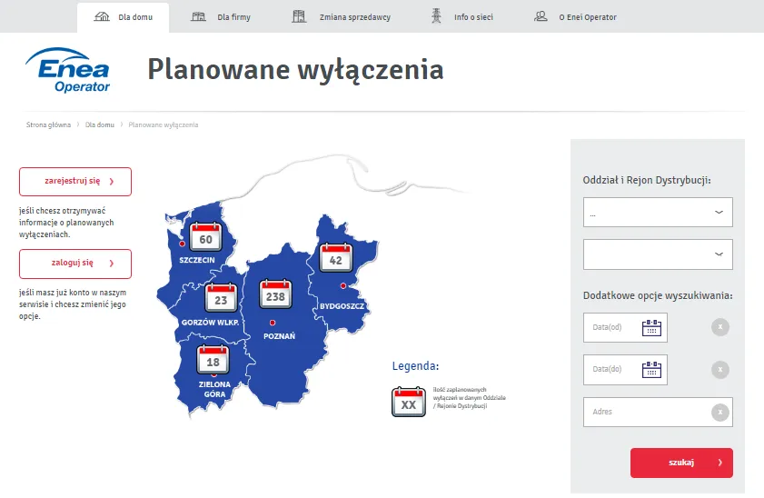 Enea wznowienie dostaw prądu schemat