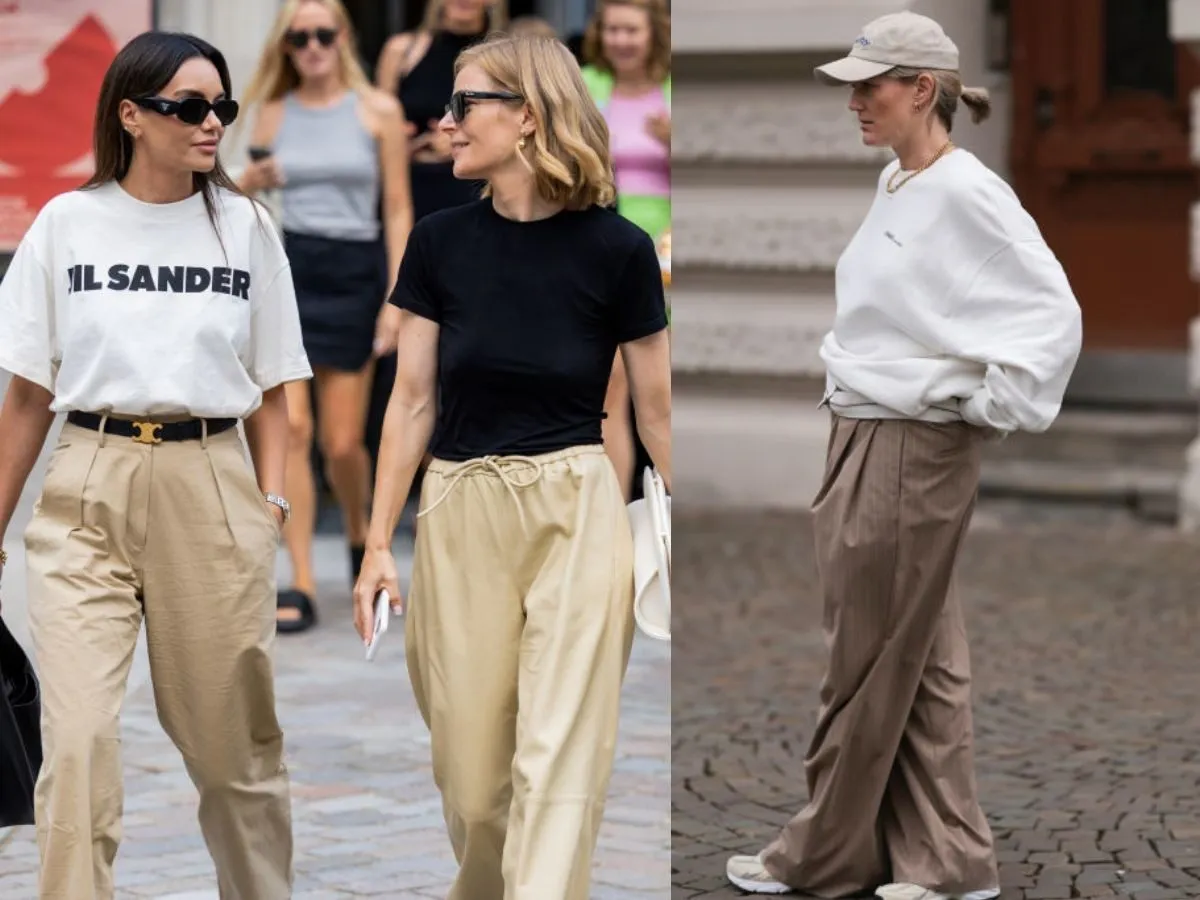 Kremowe spodnie stylizacje do pracy i na co dzień