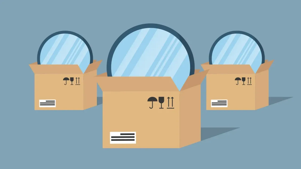 materiały do pakowania lustra folia karton narożniki