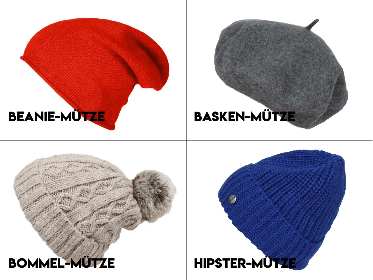 verschiedene M&uuml;tzenarten M&auml;nner