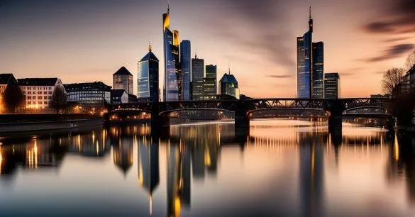 Frankfurt nad Menem panorama miasta historyczna i nowoczesna