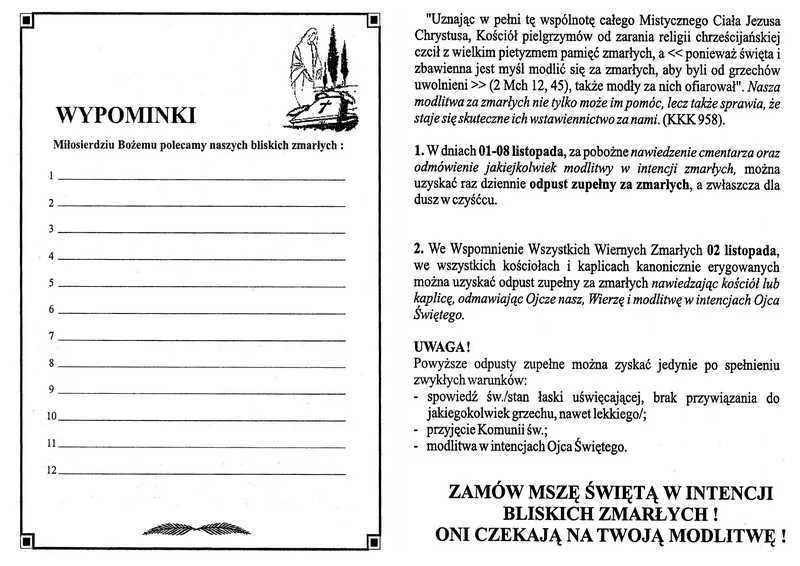 wypominki lista imion