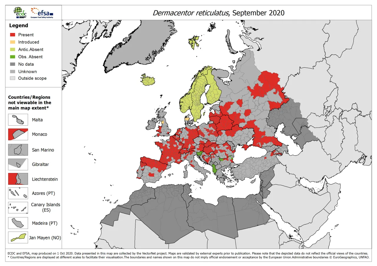 Mapa występowania boreliozy w Polsce
